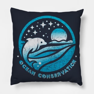 Ocean Conservation "Vintage Logo" Pillow