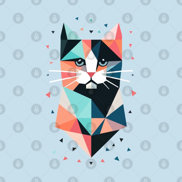 Geometric Cat Retro Design by Delicious Art