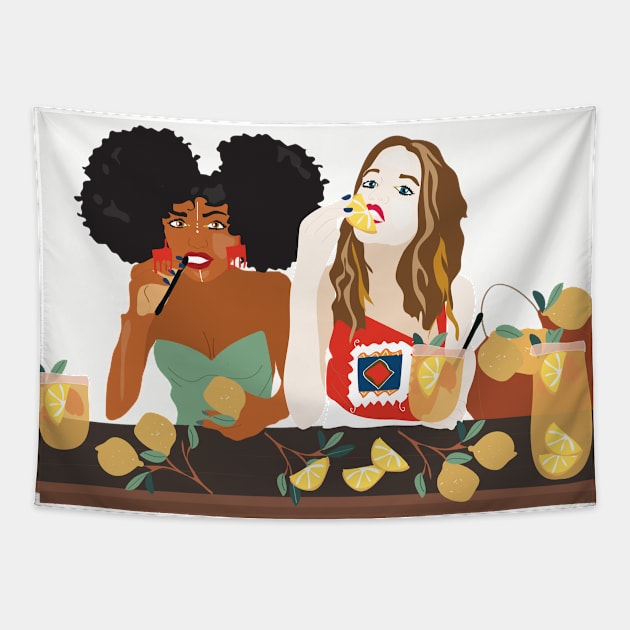 Lemon juice Tapestry by phathudesigns 