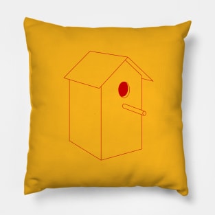 Home Sweet Birdhouse Red Pillow