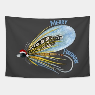 Merry Fishmas Fly Fishing Tapestry