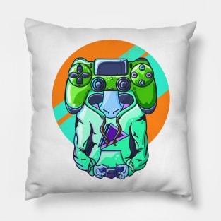 Gamer Head Green Pillow