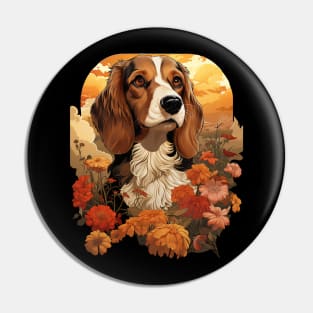 Foxhound   Dog Vintage Floral Pin