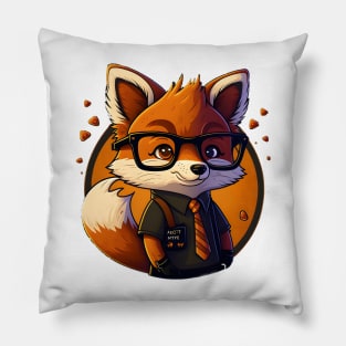 Smart cute cartoon fox with glasses Pillow