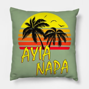 Ayia Napa Cyprus Retro Sunset Pillow