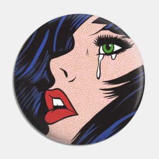 Sad Pop Art Woman Pin