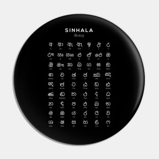 Sinhala Alphabet Chart, Sinhalese Language Learning Chart, Black Pin