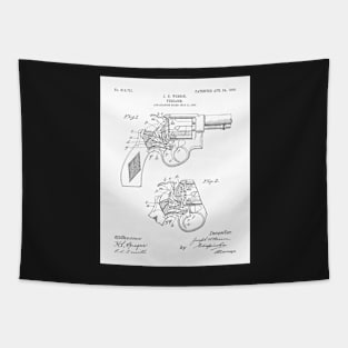 Hand Gun Revolver Patent - Gun Loving Self Defense Art - White Tapestry