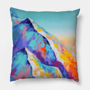 Mountain snow colorful landscape. Pillow