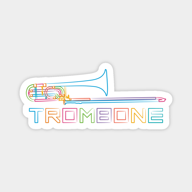 Rainbow Trombone Magnet by evisionarts