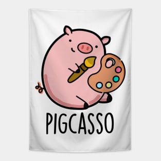 Pigcasso Cute Artist Pig Pun Tapestry