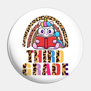 Third Grade Rainbow Leopard Funny Unicorn Teacher Student School Pin