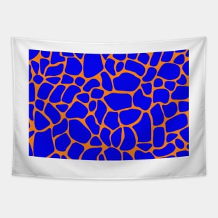 Giraffe Print Blue and Orange Tapestry