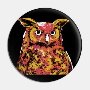 Sketchy Fire Owl Pin