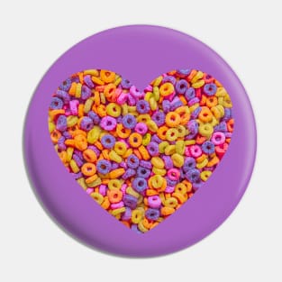 Fruit Flavored Breakfast Cereal Loops Photo Heart Pin