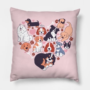 I LOVE DOGS! Cute dogs heart shape Pillow