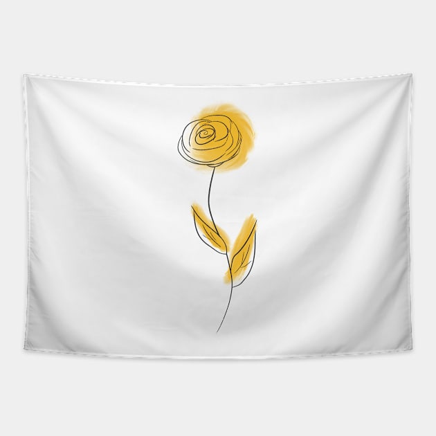 Yellow cosmos flower Tapestry by Xatutik-Art