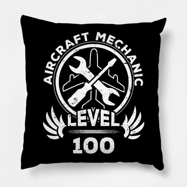 Level 100 Aircraft Mechanic Avionics Fan Gift Pillow by atomguy