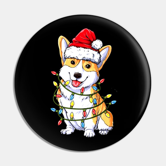 Corgi light Christmas Pin by Risset