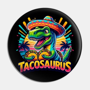 Colorful Tacosaurus Dinosaur Lover Fiesta Theme Pin