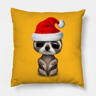 Christmas Sloth Wearing a Santa Hat Pillow