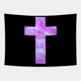 Pastel Nebula Cross Tapestry