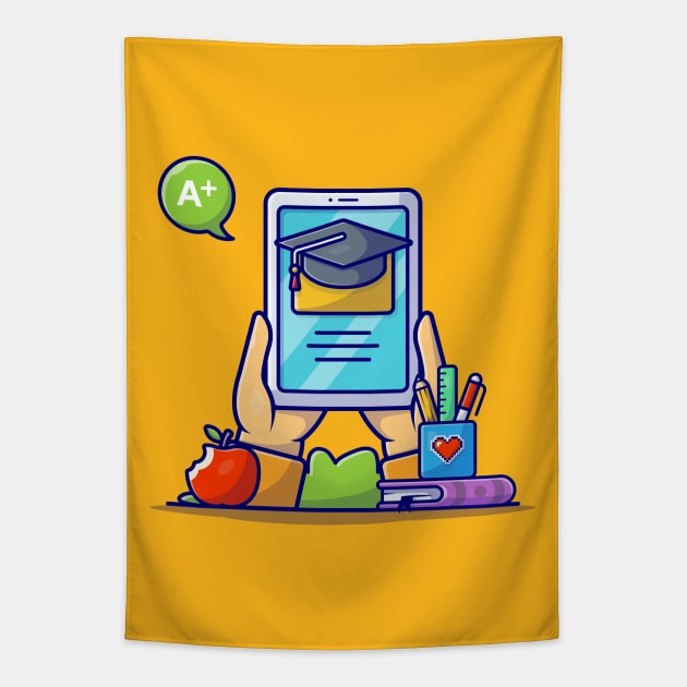 Online Education Cartoon Vector Icon Illustration Tapestry by Catalyst Labs