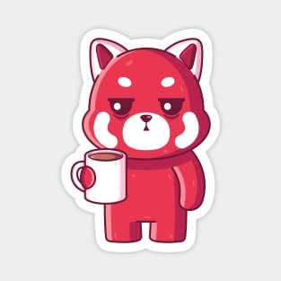 Cute red panda drinking coffee Magnet