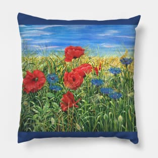 Cornflowers and Poppies Pillow