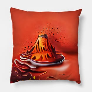 Brown Chocolate Volcano Illustration Art Pillow