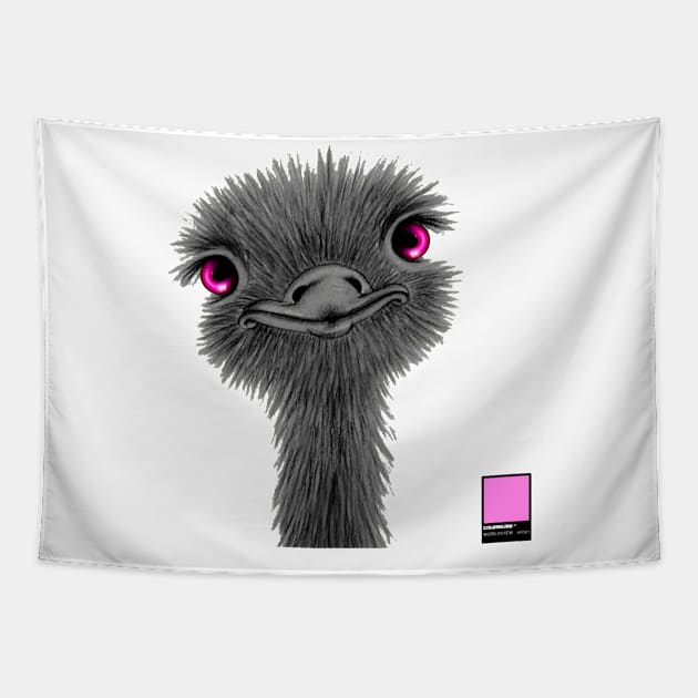 OSTRICH PINK - black card  by COLORBLIND WorldView Tapestry by DREAM SIGNED Collection