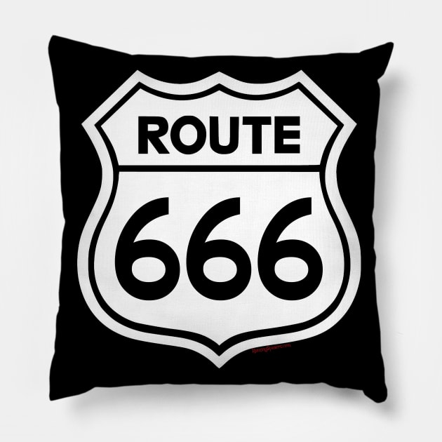 Route 666 - Highway to Hell Pillow by RainingSpiders