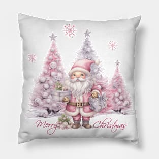 Pink Christmas With Santa Pillow