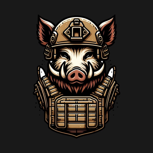 Tactical Wild Boar Adventure Tee: Unleash the Beast Within by Rawlifegraphic