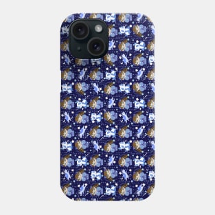 Panda Kokeshi Blue Pattern Phone Case