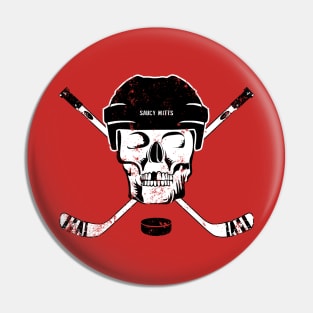 Hockey Skull and Hockey Sticks Pin