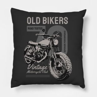 Old Bikers vintage 1970 motorcycle custom Pillow