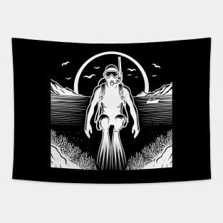 Scuba Diving Diver Tapestry