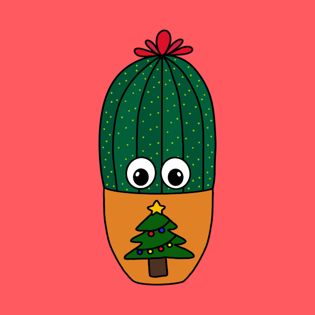 Cute Cactus Design #317: Cactus In Christmas Tree Pot by DreamCactus