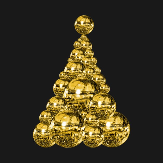Glittering Gold Disco Ball Christmas Tree by Art by Deborah Camp