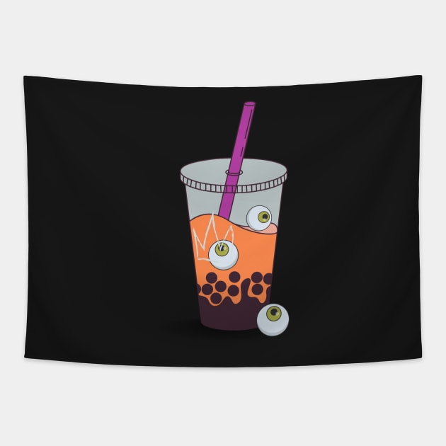 Hocus pocus boba - Orange sdrew bubble tea Tapestry by OrangeSdrew