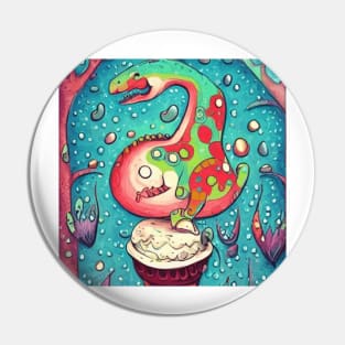 happy dinosaur love ice cream art Pin