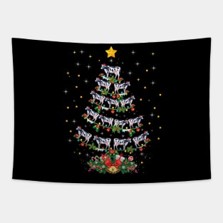 Cow Animal Lover Xmas Santa Hat Cow Christmas Tree Tapestry