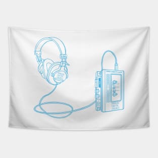 Portable Tape Player (Button Blue Lines) Analog / Music Tapestry