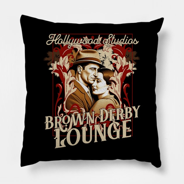 Hollywood Studios Brown Derby Lounge Bar and Drinks Pillow by Joaddo