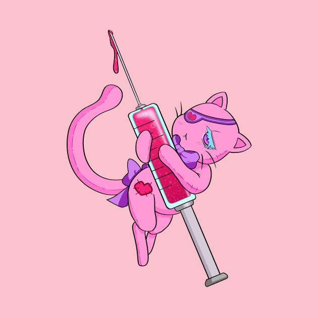 Plush kitty with syringe by LordressViper