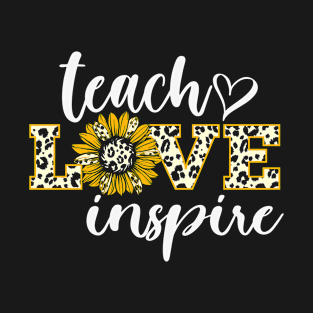 Teach Love Inspire Teacher Leopard T-Shirt