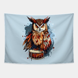 Owl And Drum Tapestry