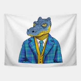 Cartoon crocodile in formal  suit Tapestry