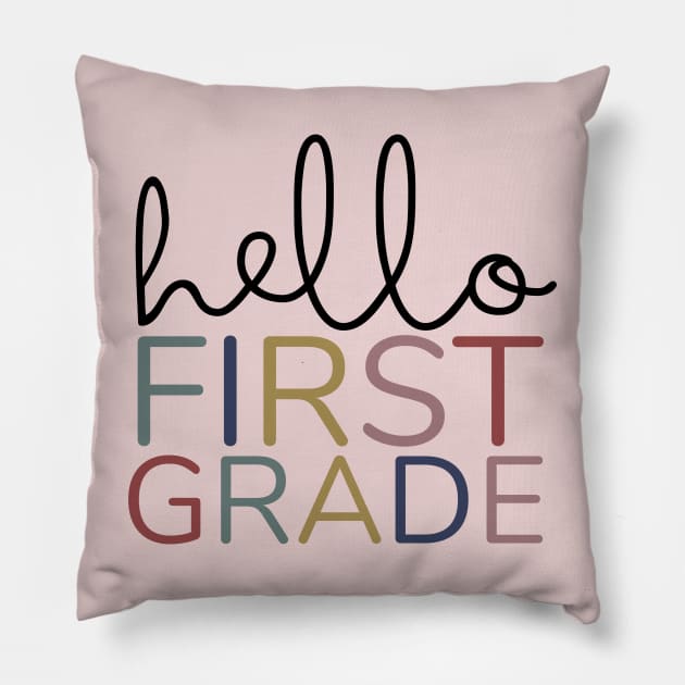 HELLO FIRST GRADE Pillow by Myartstor 